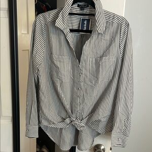 Velvet Heart Black and White Striped Button Down Shirt